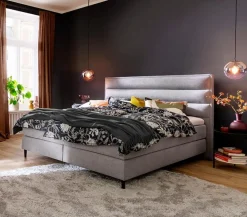 Betten|SCHÖNER WOHNEN-Kollektion Boxspringbett Portofino 180 x 200 cm Hellgrau