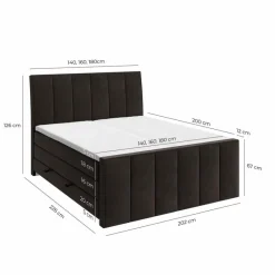 Betten-Boxspringbett Vertical 180 x 200 cm Schwarz