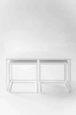 Metallbude Couchtische-Couchtisch-Set Tre Semnia Weiß