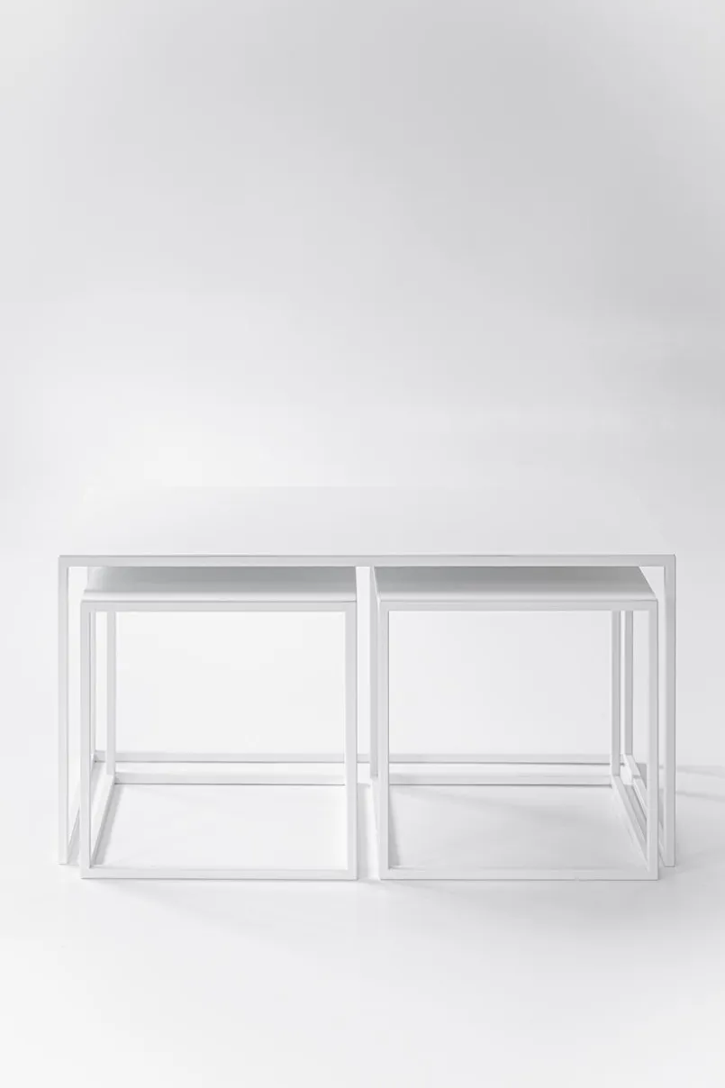 Metallbude Couchtische-Couchtisch-Set Tre Semnia Weiß