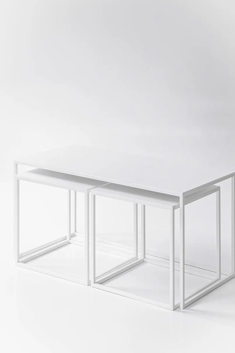 Metallbude Couchtische-Couchtisch-Set Tre Semnia Weiß