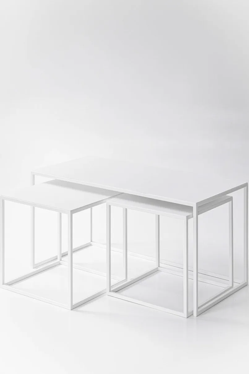 Metallbude Couchtische-Couchtisch-Set Tre Semnia Weiß