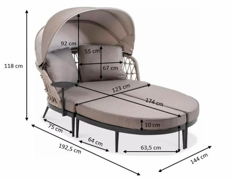 Segarda Sonneninseln|Sonneninseln-Daybed Muses Lounge Daybed Grau