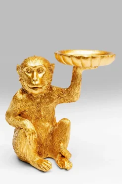 KARE DESIGN Dekofiguren Tiere & Pflanzen-Deko-Figur Monkey Tealight Holder Gold
