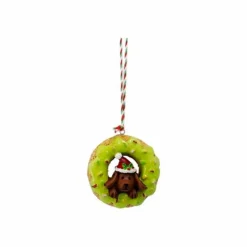 Für Den Weihnachtsbaum| Deko-Hänger Donut mit Hund 7 cm Grün