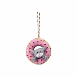 Für Den Weihnachtsbaum| Deko-Hänger Donut mit Katze 7 cm Rosa