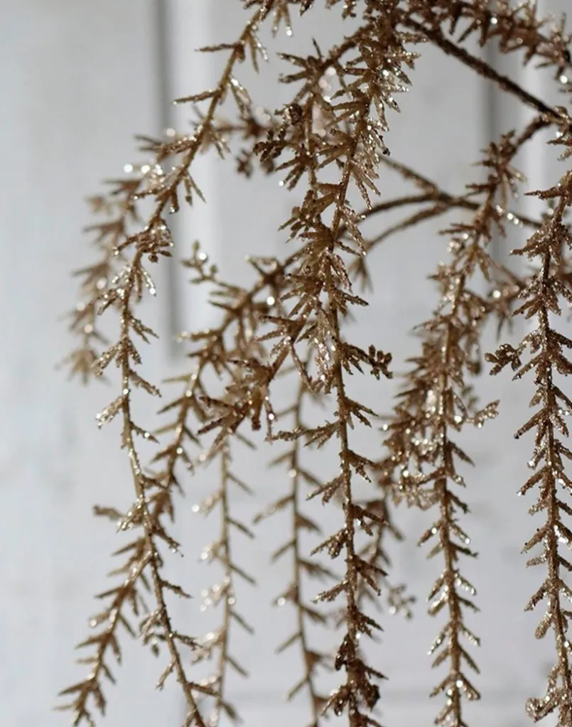 Dekorationsartikel|Grünpflanzen-Deko-Hänger Glitter 120 cm Gold