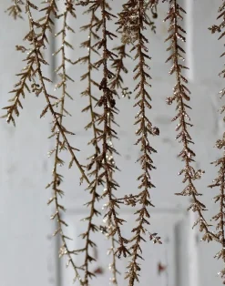Dekorationsartikel|Grünpflanzen-Deko-Hänger Glitter 120 cm Gold