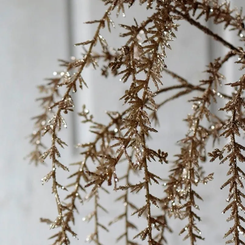 Dekorationsartikel|Grünpflanzen-Deko-Hänger Glitter 120 cm Gold