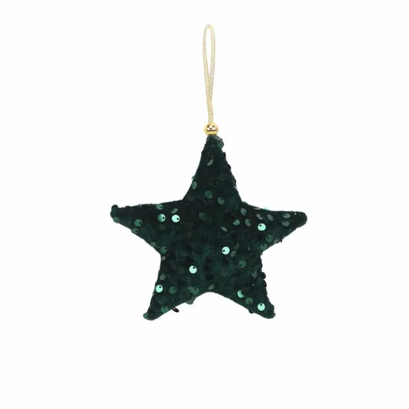 Für Den Weihnachtsbaum| Deko-Hänger Stoffstern 13 cm Grün