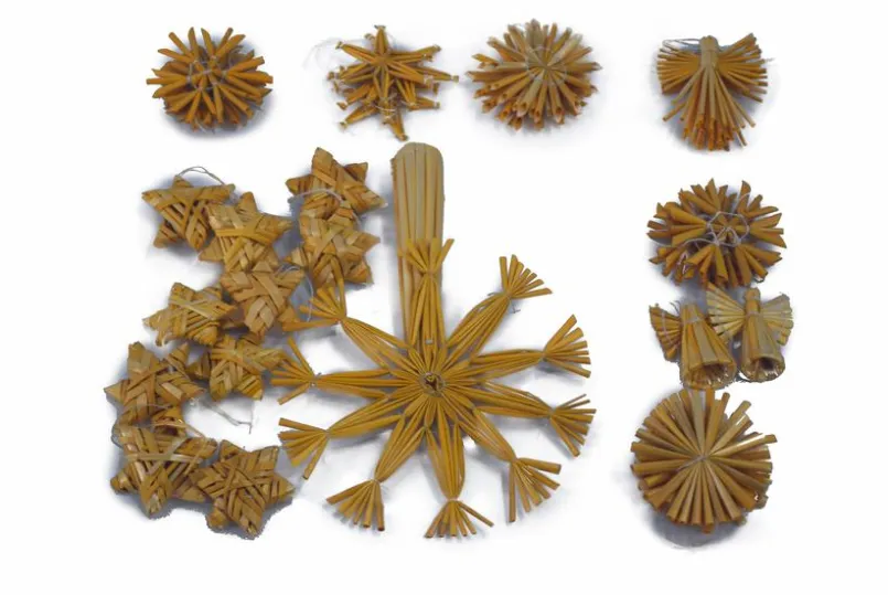 Für Den Weihnachtsbaum| Deko-Hänger Stroh 35tlg. Beige