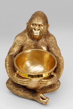 KARE DESIGN Dekofiguren Tiere & Pflanzen-Deko-Objekt Gorilla Holding Bowl Gold