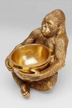 KARE DESIGN Dekofiguren Tiere & Pflanzen-Deko-Objekt Gorilla Holding Bowl Gold