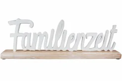 DAHEIM Dekofiguren-Deko-Objekt Schriftzug - Familienzeit Weiß