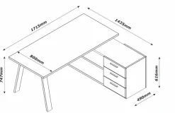 Composad Schreibtische-Eckschreibtisch Davinci Eiche