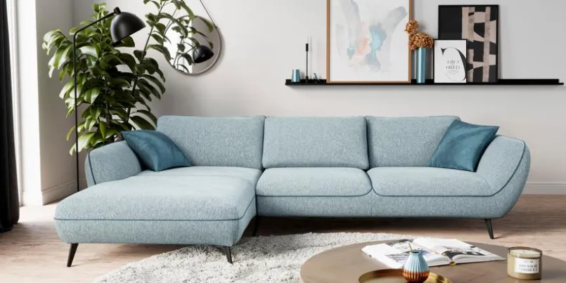 SOMETA Sofas & Couches-Ecksofa Joleen Aqua / Petrol