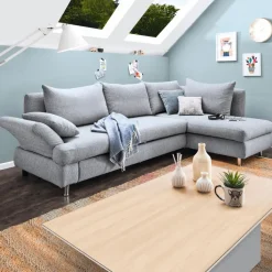 Schlafsofas|Sofas & Couches-Ecksofa Leo Grau