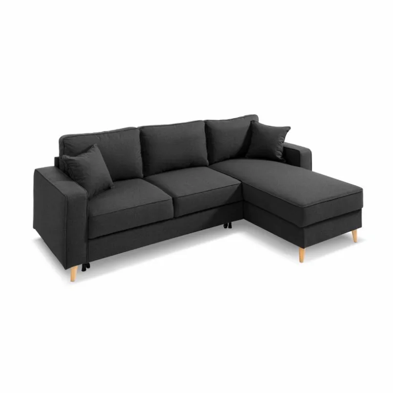 Schlafsofas|Schlafsofas-Ecksofa Lyon Dunkelgrau