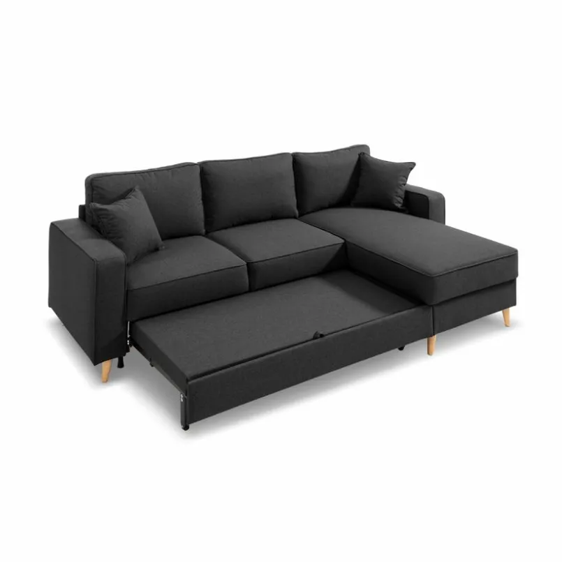 Schlafsofas|Schlafsofas-Ecksofa Lyon Dunkelgrau