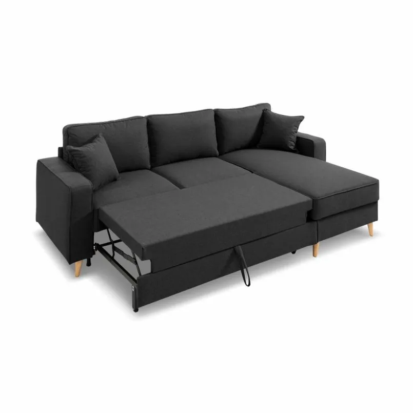 Schlafsofas|Schlafsofas-Ecksofa Lyon Dunkelgrau