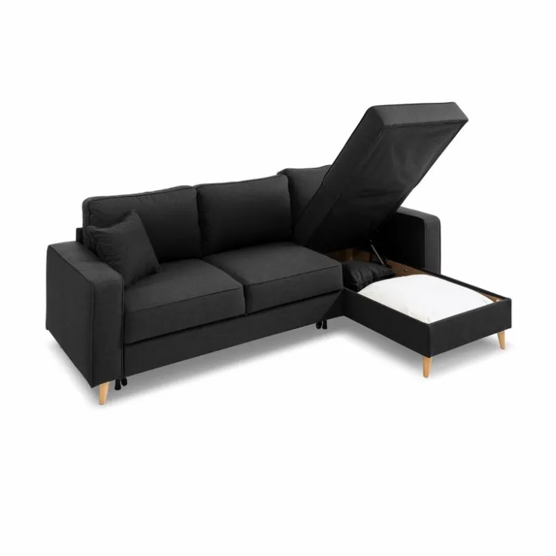 Schlafsofas|Schlafsofas-Ecksofa Lyon Dunkelgrau