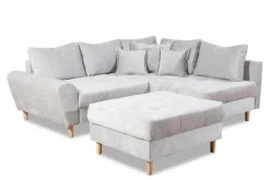 BOOOM Schlafsofas|Schlafsofas-Ecksofa mit Hocker Rice Grau