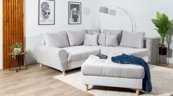 BOOOM Schlafsofas|Schlafsofas-Ecksofa mit Hocker Rice Grau