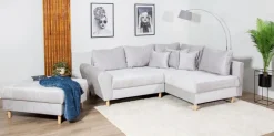 BOOOM Schlafsofas|Schlafsofas-Ecksofa mit Hocker Rice Grau