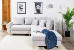 BOOOM Schlafsofas|Schlafsofas-Ecksofa mit Hocker Rice Grau