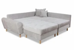 BOOOM Schlafsofas|Schlafsofas-Ecksofa mit Hocker Rice Grau