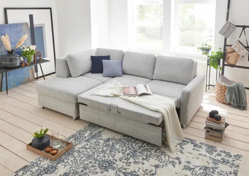 ComfortPlan Schlafsofas|Schlafsofas-Ecksofa Puzzle Silver