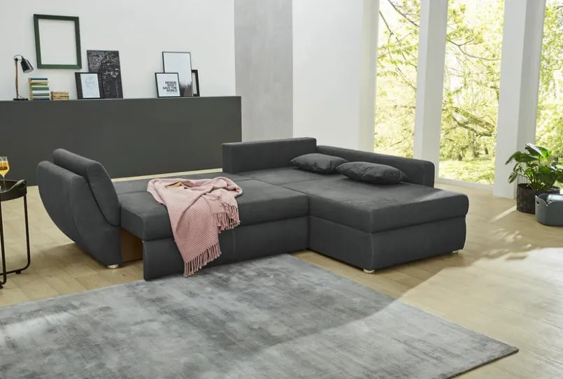 Schlafsofas|Schlafsofas-Ecksofa Taifun Dunkelgrau