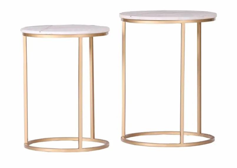 Couchtische|Gutmann Factory 2er-Set Beistelltisch Moda Marmor Weiß