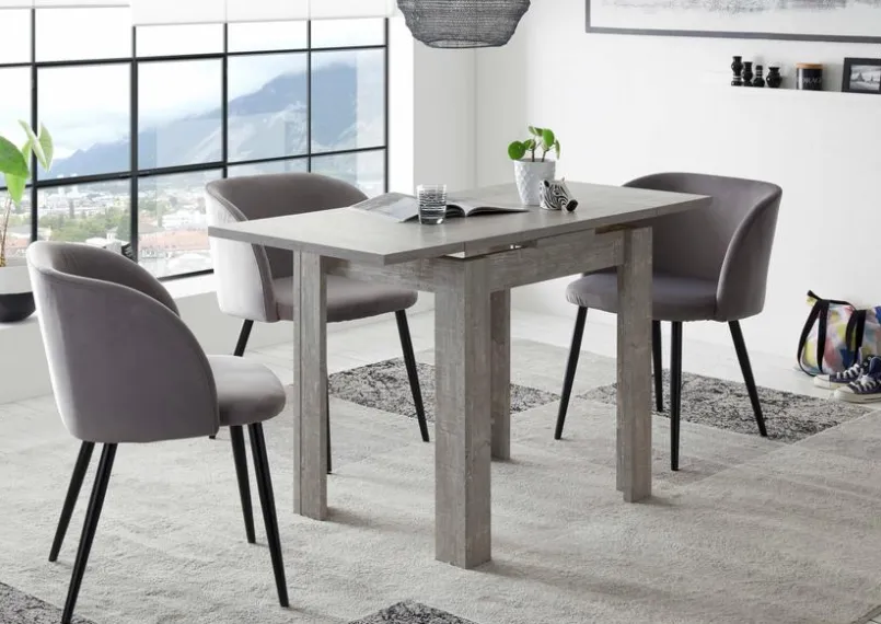 Mäusbacher Esstische-Esstisch mit Auszug Monaco 80/136 x 60 cm Betonoptik
