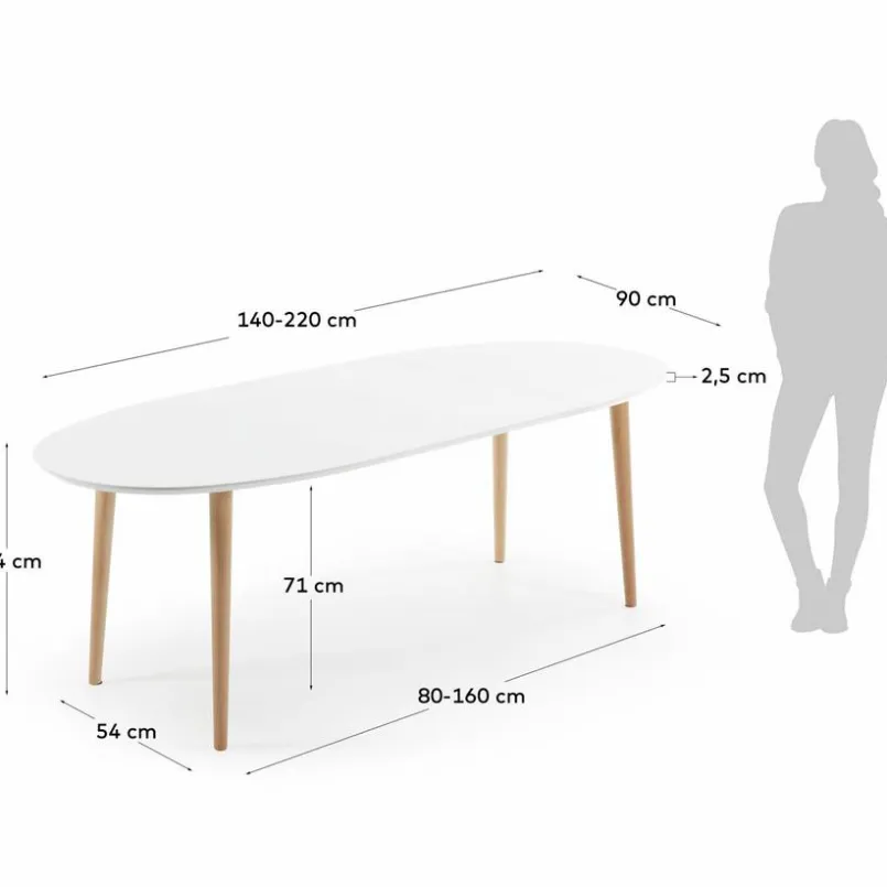 Esstisch mit Auszug Oakland 140/220 x 90 cm<Kave Home Outlet