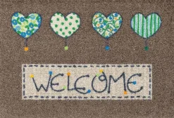 Wash & Dry Fußmatten-Fußmatte Welcome Hearts 50 x 75 cm Braun