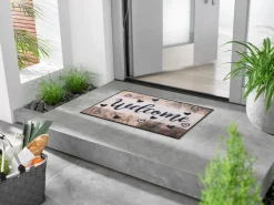 Wash & Dry Fußmatten-Fußmatte Wooden Welcome 50 x 75 cm Beige