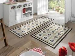 Wash & Dry Fußmatten-Fußmatte Kitchen Tiles 60 x 180 cm Beige