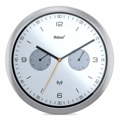 Mebus Wanduhren-Funkwanduhr 52827 Ø 26 cm Silber
