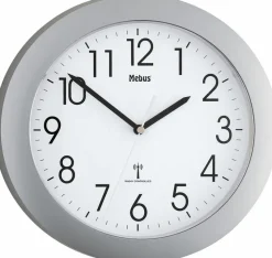 Mebus Wanduhren-Funkwanduhr 52451 Ø 25,5 cm Silber