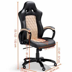 Bürostühle|Kinderschreibtischstühle|BOOOM Gamingstuhl Le Mans Creme