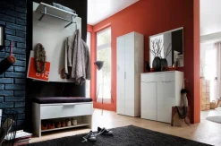 Garderobenschränke|Wittenbreder Garderobenschrank Stelvio Weiß / Weißglas