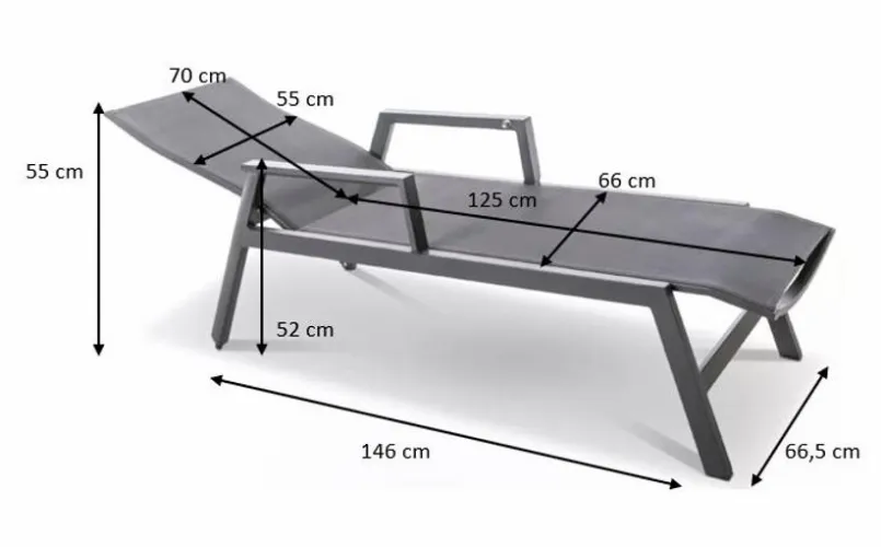 Loungeliegen|Gartenliegen-Gartenliege Deluxe Alu Schwarz