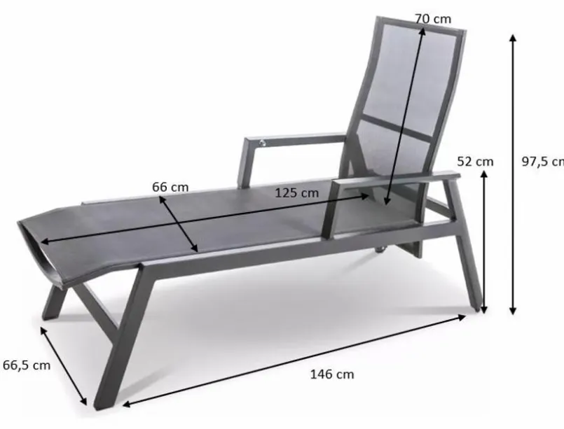 Loungeliegen|Gartenliegen-Gartenliege Deluxe Alu Schwarz