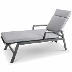 Gartenliegen-Auflagen-Gartenliegen-Auflage Deluxe Alu 200 x 60 cm Hellgrau