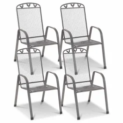 Balkonstühle|Gartenstühle| Gartenstuhl Set 4 Stück 4 tlg. Toulouse Silber