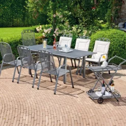 Balkonstühle|Gartenstühle| Gartenstuhl Set 4 Stück 4 tlg. Toulouse Silber