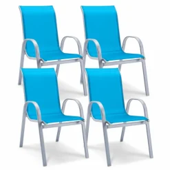 Balkonstühle|Gartenstühle-Gartenstuhl Set 4 Stück 4tlg. Adria Blau