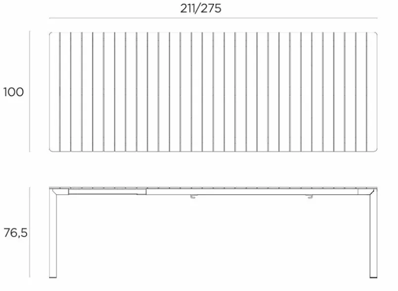 Gartentische|Nardi Gartentisch ausziehbar Tevere 211 cm Corda