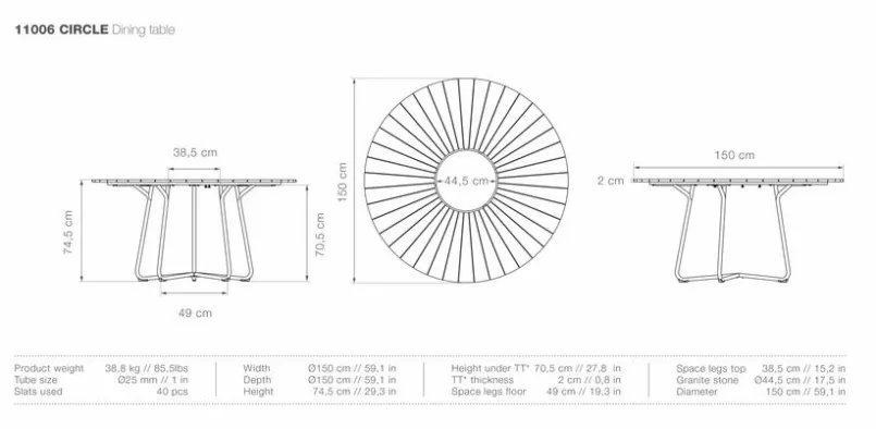 HOUE Gartentische-Gartentisch Circle Ø 150 cm Bambus